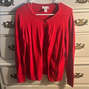 LOFT Outlet Red Button-Up Cardigan, Women’s Medium